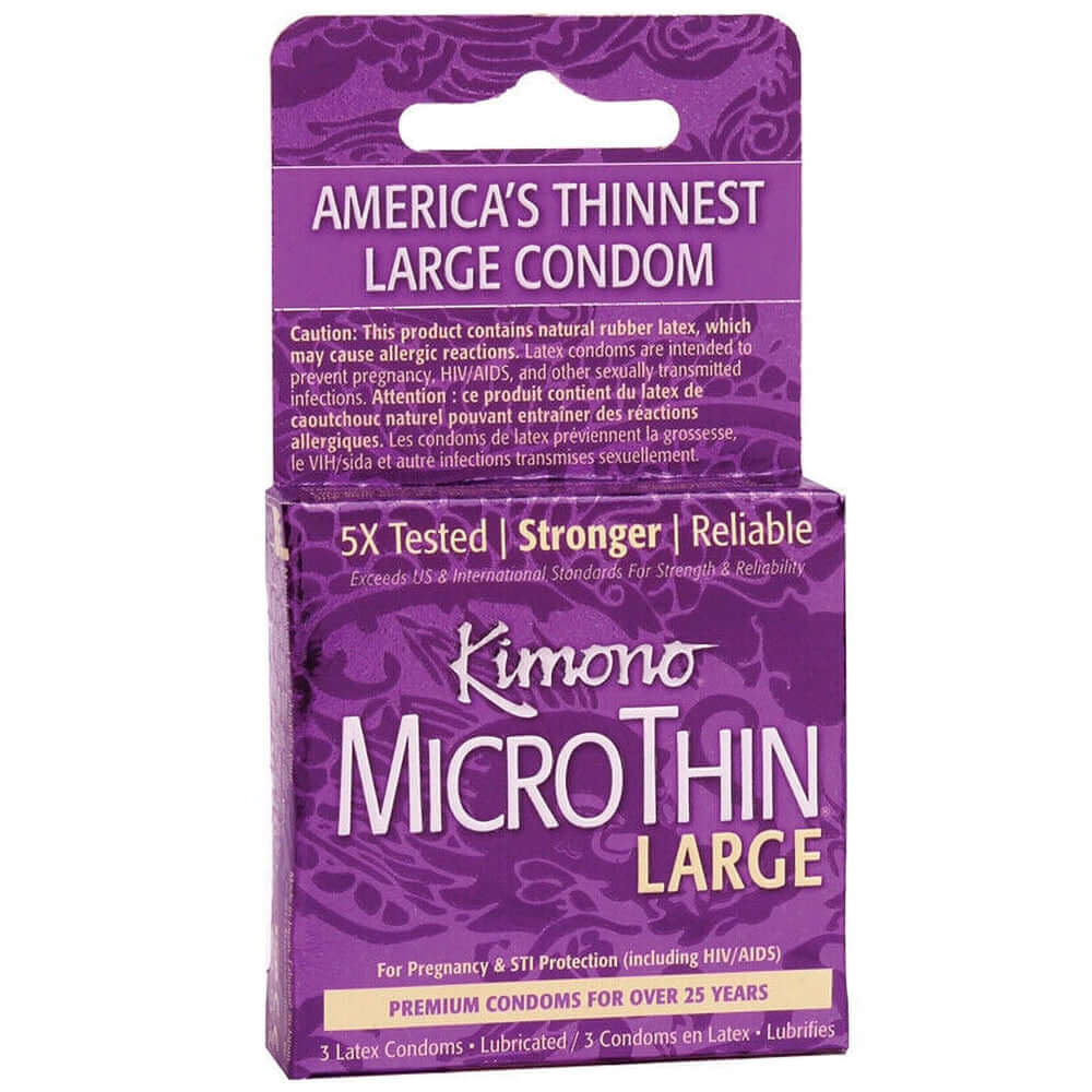 Kimono MicroThin Condoms Large 3 Pk | 16169080036 | Discreet Personal Wellness