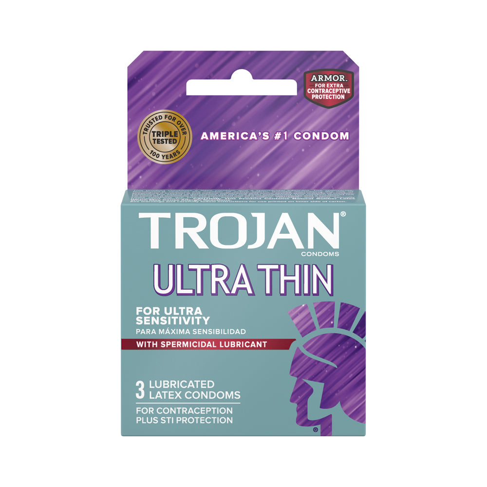 Trojan Ultra Thin Armor Spermicidal 3Pk | 22600927204 | Discreet Personal Wellness