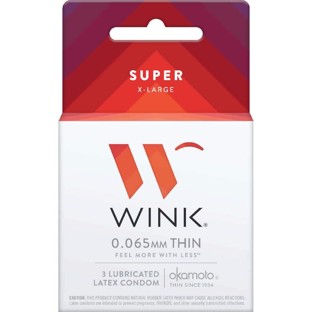 Wink Super X-Large Condoms 3 Ct | 28373810033 | Discreet Personal Wellness
