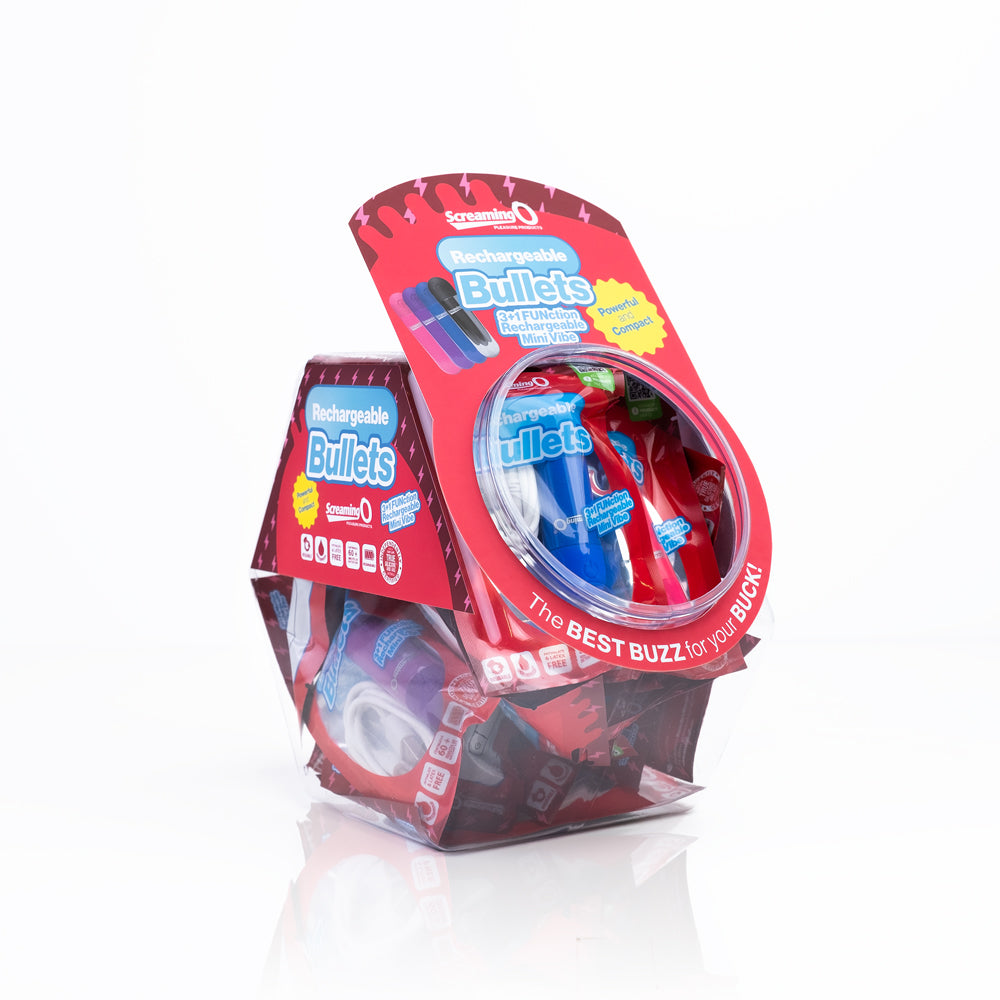 Screaming O Rechargeable Bullets In Candy Bowl Assorted 36 Ct Display | 30817483017408 | Discreet Personal Wellness