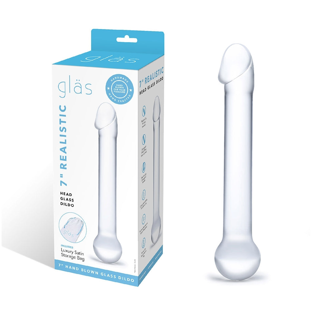 7" Realistic Head Glass Dildo | 4890808169674 | Discreet Personal Wellness
