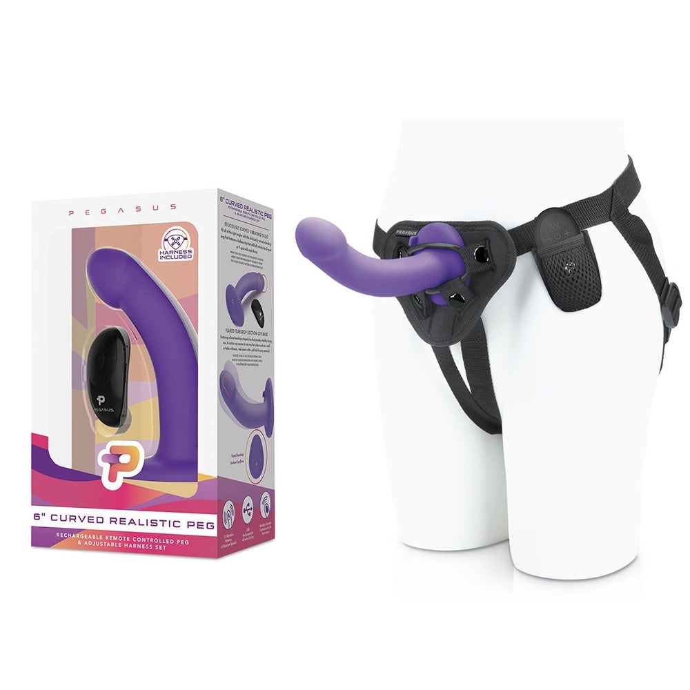 6" Curved Realistic Peg With Harness | 4890808228296 | Discreet Personal Wellness