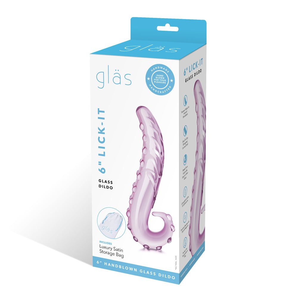 6" Lick-It Glass Dildo Pink | 4890808238608 | Discreet Personal Wellness