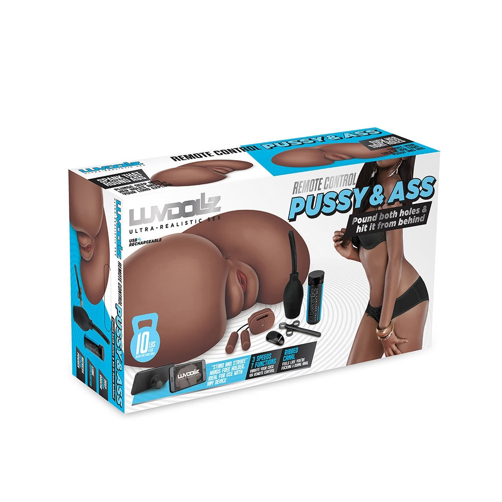 Luv Dollz Remote Control Vagina & Ass Mocha | 4890808243367 | Discreet Personal Wellness