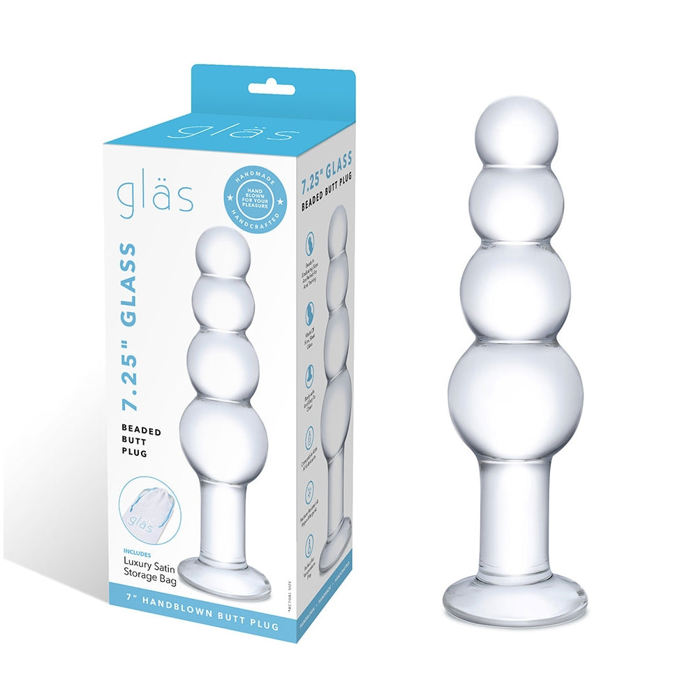 7.25" Glass Beaded Butt Plug | 4890808250495 | Discreet Personal Wellness