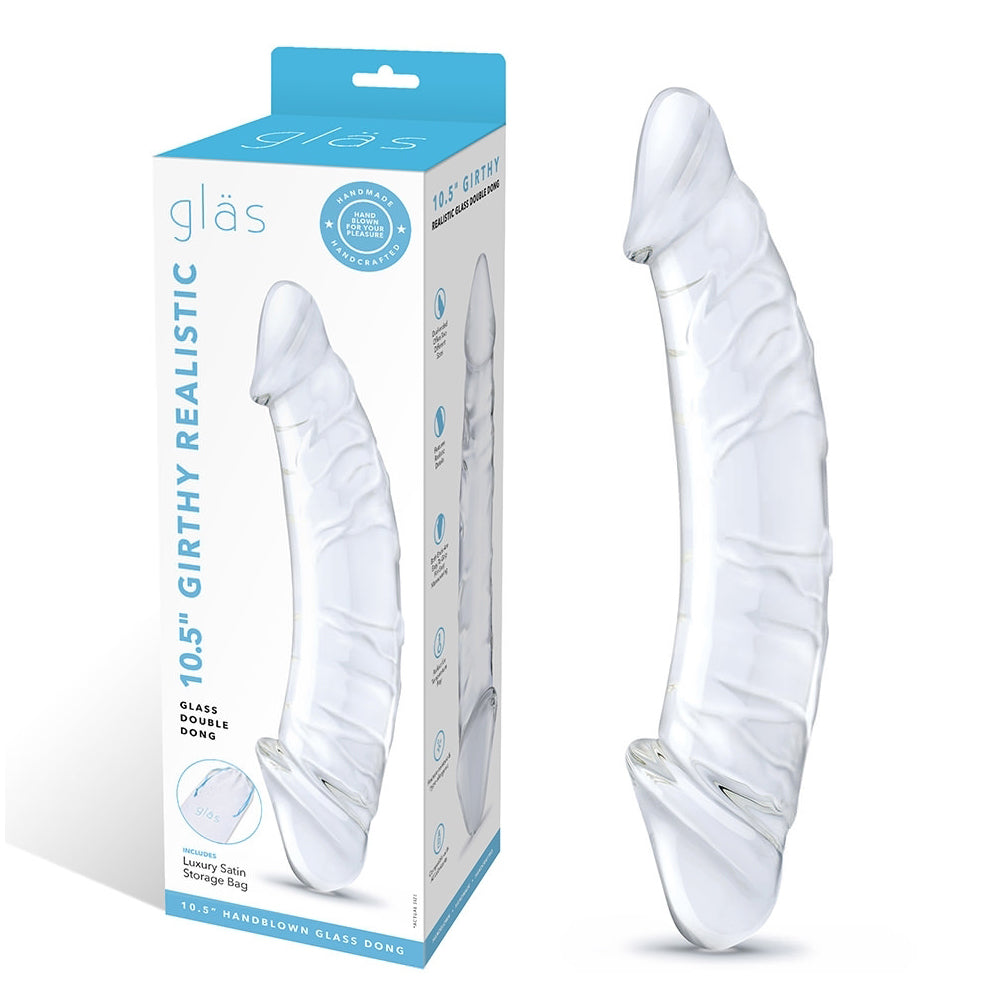 Glas 10.5'' Girthy Realistic Glass Double Penis | 4890808250518 | Discreet Personal Wellness