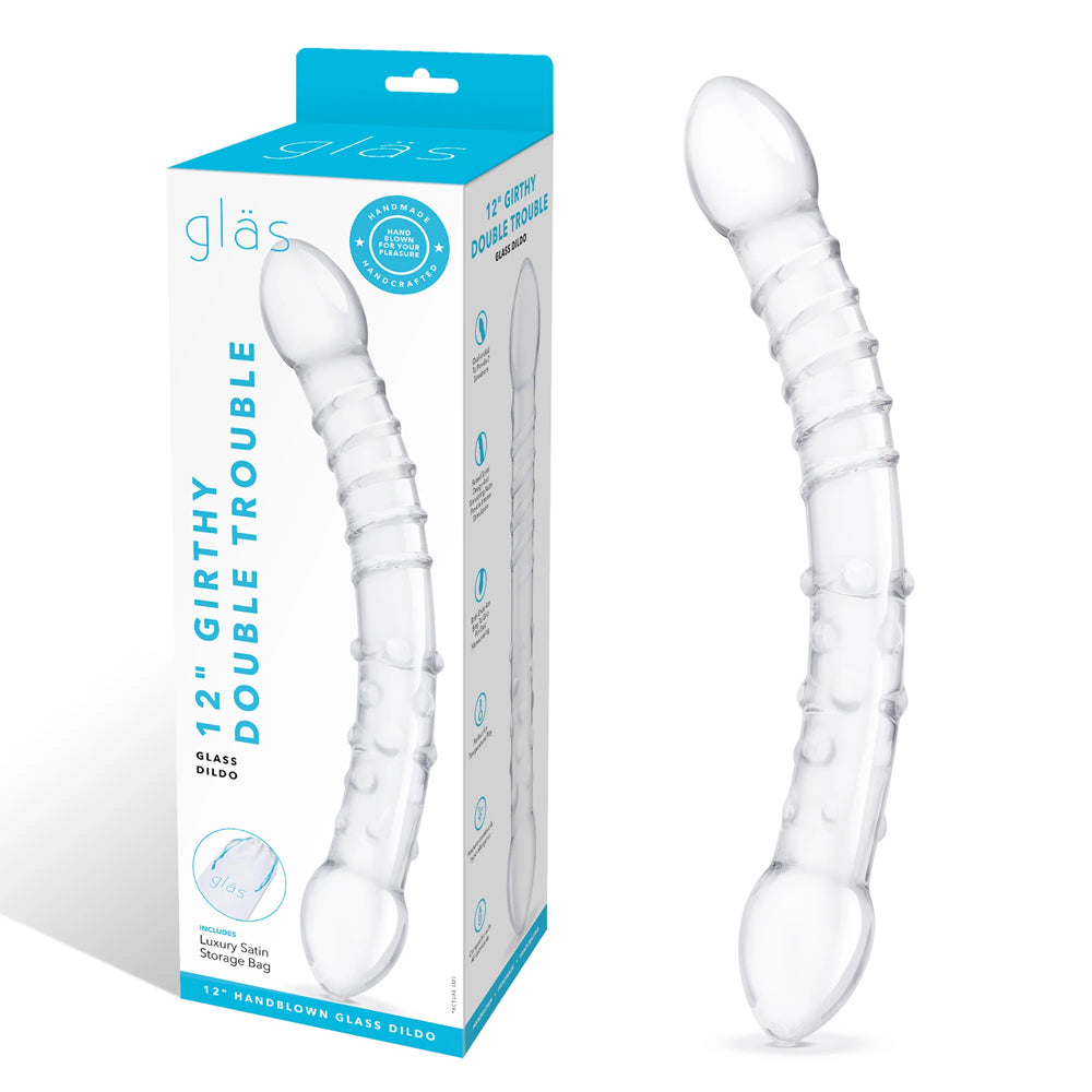 Glas 12" Girthy Double Trouble Glass Dildo | 4890808282984 | Discreet Personal Wellness
