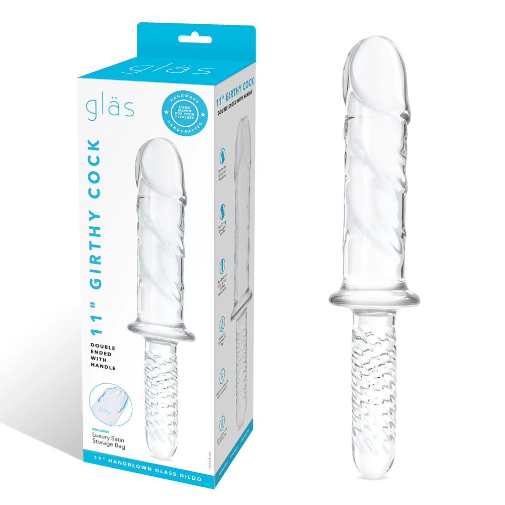 Glas 11" Girthy Penis Double Ended With Handle | 4890808283028 | Discreet Personal Wellness