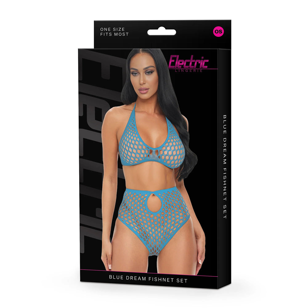 Electric Lingerie Blue Dream Fishnet Set O/S | 4890808295083 | Discreet Personal Wellness