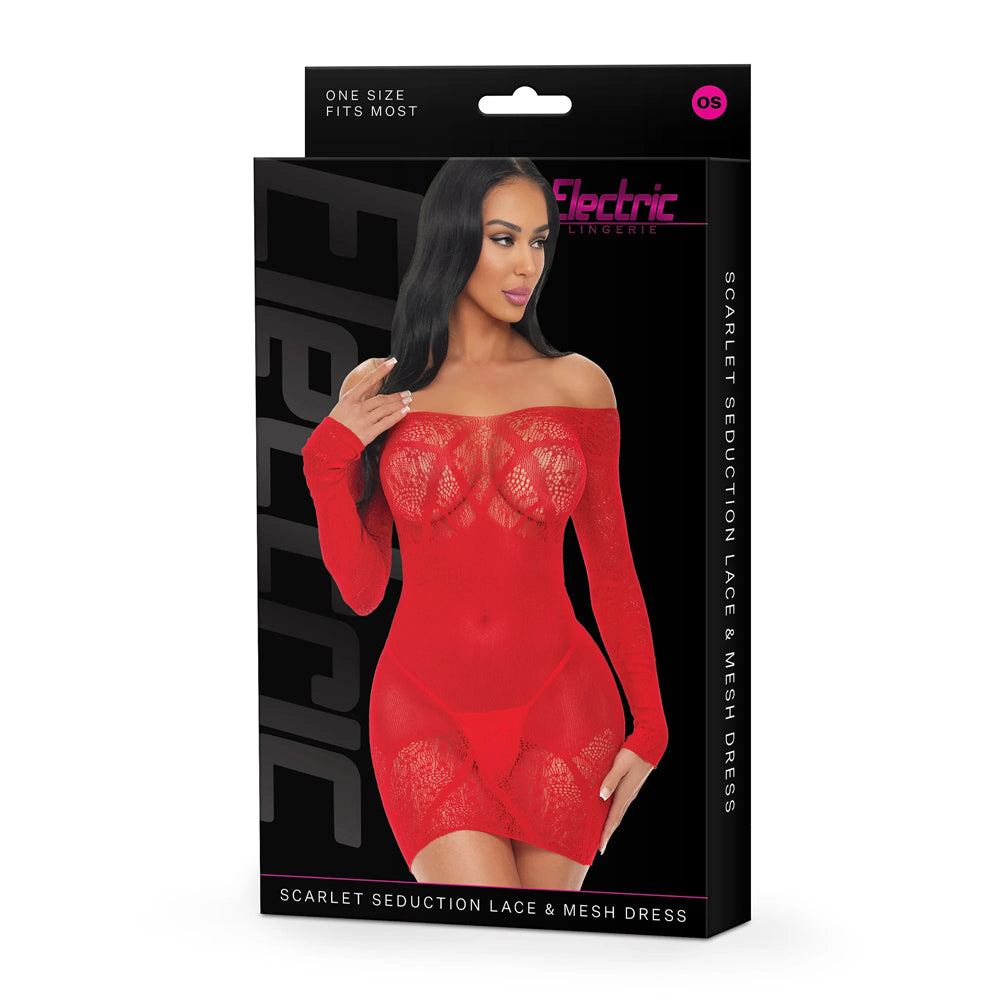 Electric Lingerie Scarlet Seduction Lace & Mesh Dress O/S | 4890808295151 | Discreet Personal Wellness