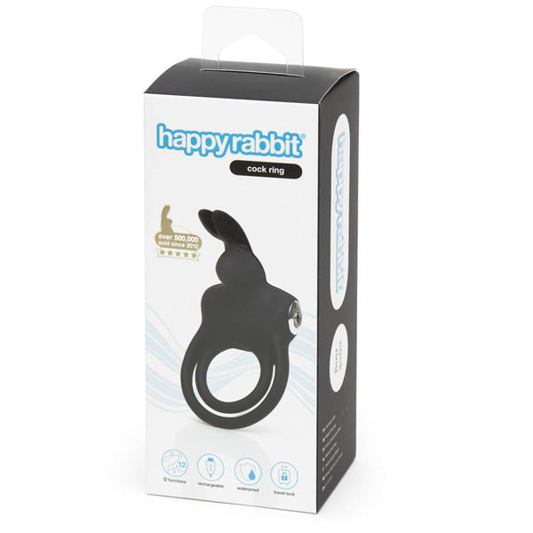 Happy Rabbit Couples Stimulating Usb Rechargeable Rabbit Love Ring Black | 5060020006500 | Discreet Personal Wellness
