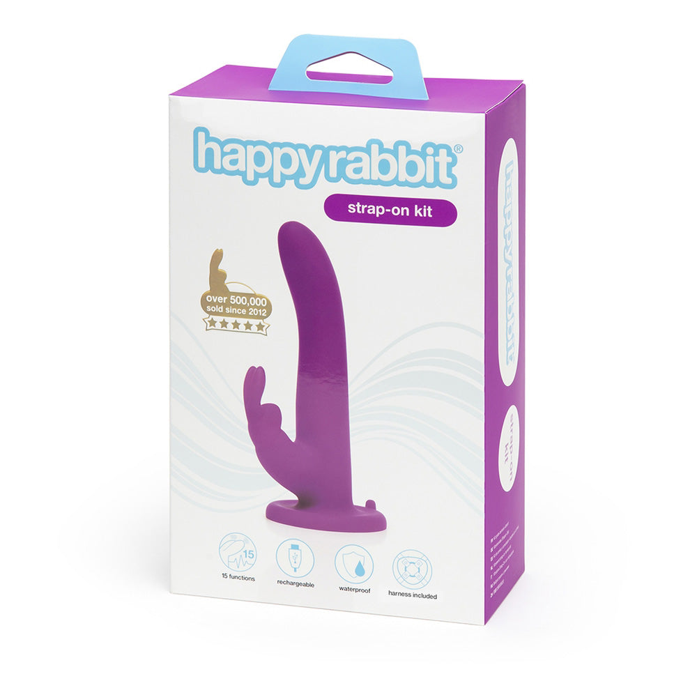 Happy Rabbit Vibrating Strap On Harness Set Purple | 5060020009426 | Discreet Personal Wellness