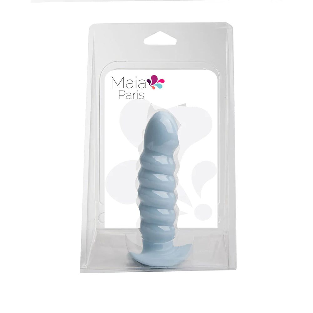 Maia Paris 6" Silicone Ribbed Penis Blue | 5060311472595 | Discreet Personal Wellness