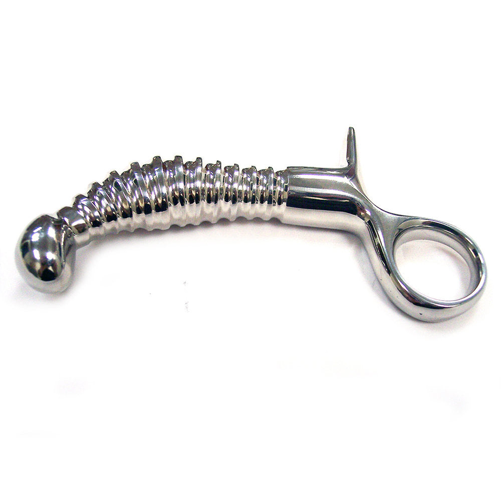 Stainless Steel Ribbed Anal Plug With Handle | 5060404815780 | Discreet Personal Wellness