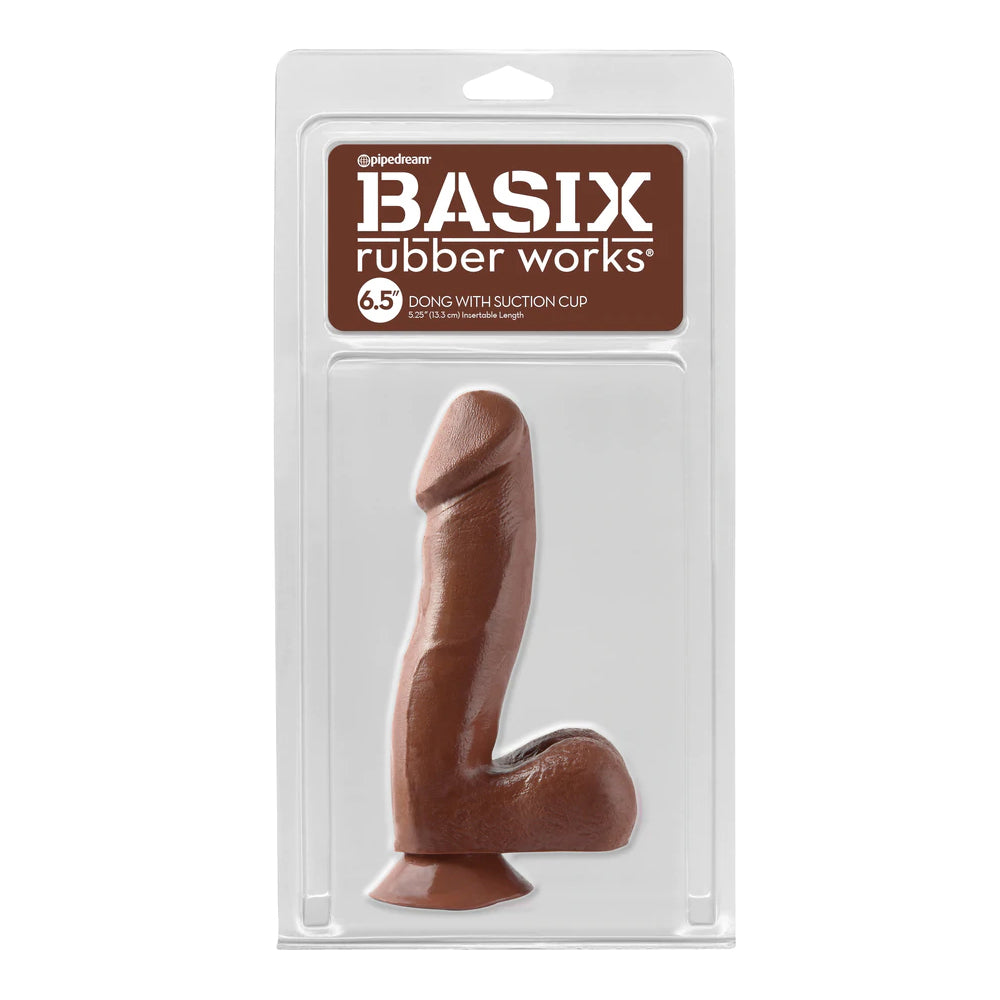 Basix Rubber Works 6.5" Penis with Suction Cup Brown | 603912235654 | Discreet Personal Wellness