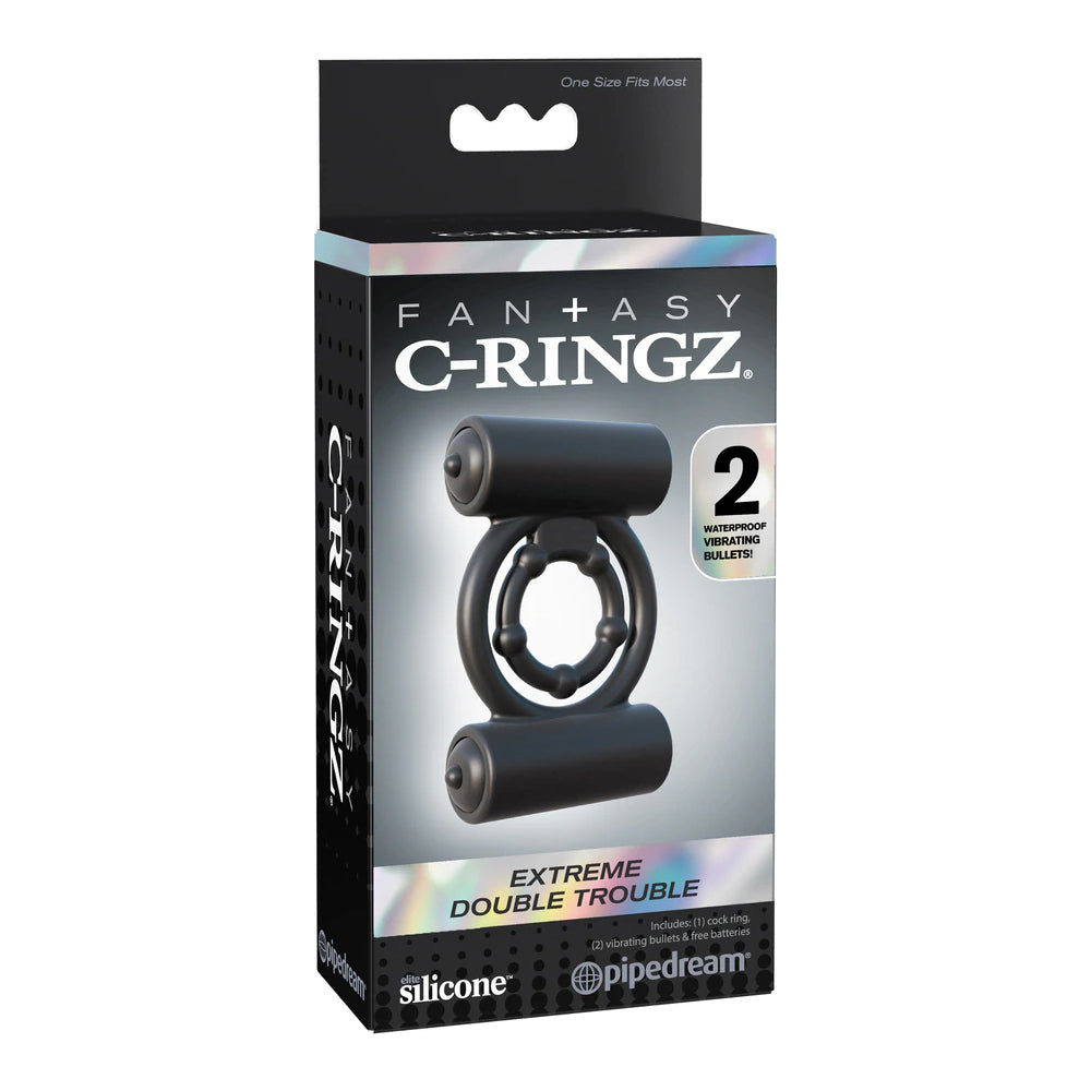 Fantasy C-Ringz Extreme Double Trouble Black | 603912358612 | Discreet Personal Wellness