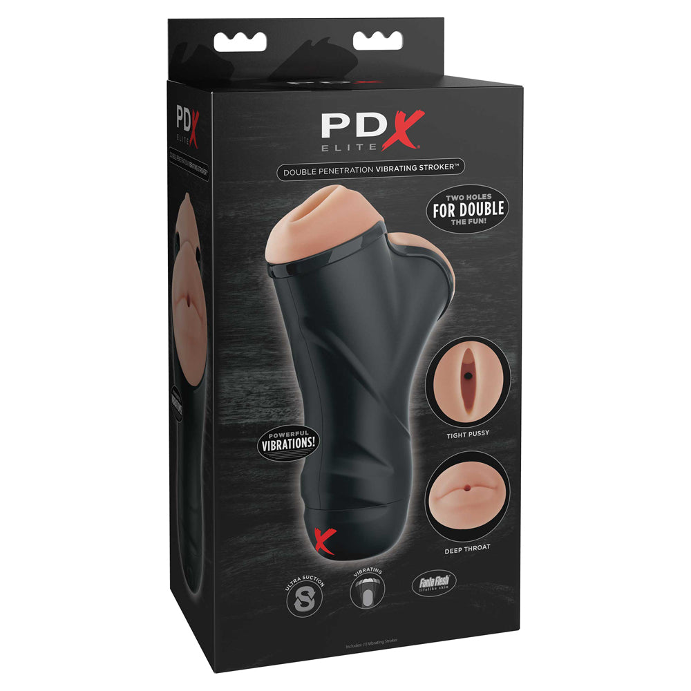 PDX Elite Double Penetration Vibrating Stroker | 603912744422 | Discreet Personal Wellness
