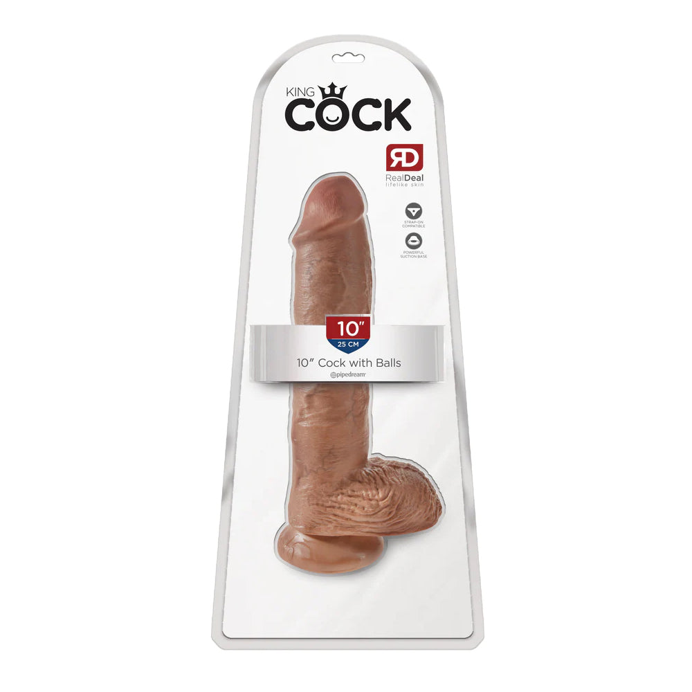 King Penis 10" Penis With Balls Tan | 603912746389 | Discreet Personal Wellness