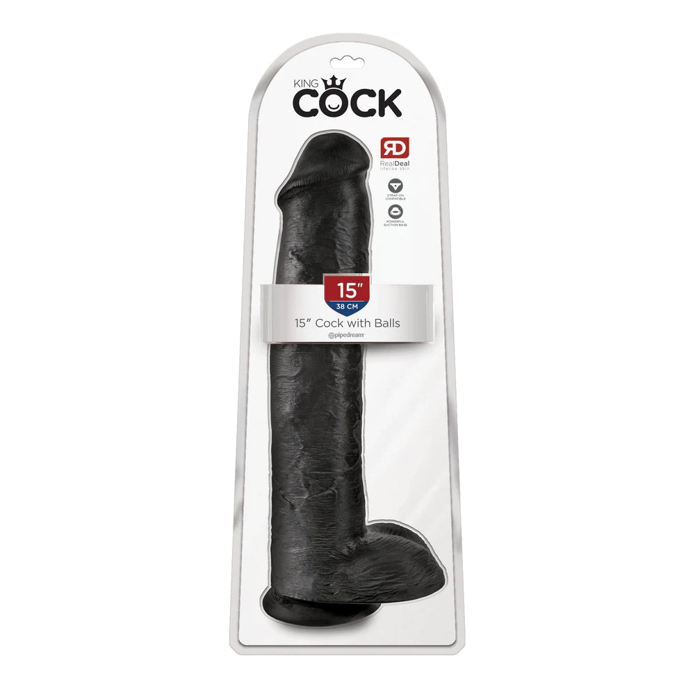 King Penis 15" Penis With Balls Black | 603912746709 | Discreet Personal Wellness