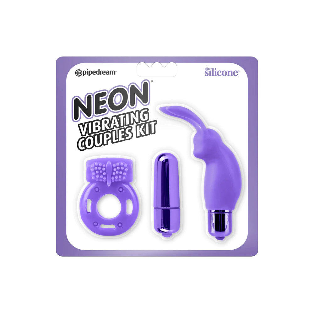 Neon Vibrating Couples Kit Purple | 603912750362 | Discreet Personal Wellness