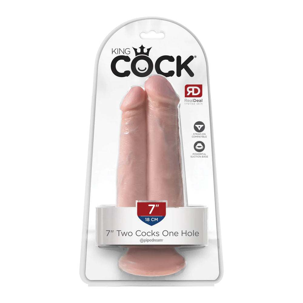 King Penis 7" Two Penis One Hole Light | 603912750652 | Discreet Personal Wellness