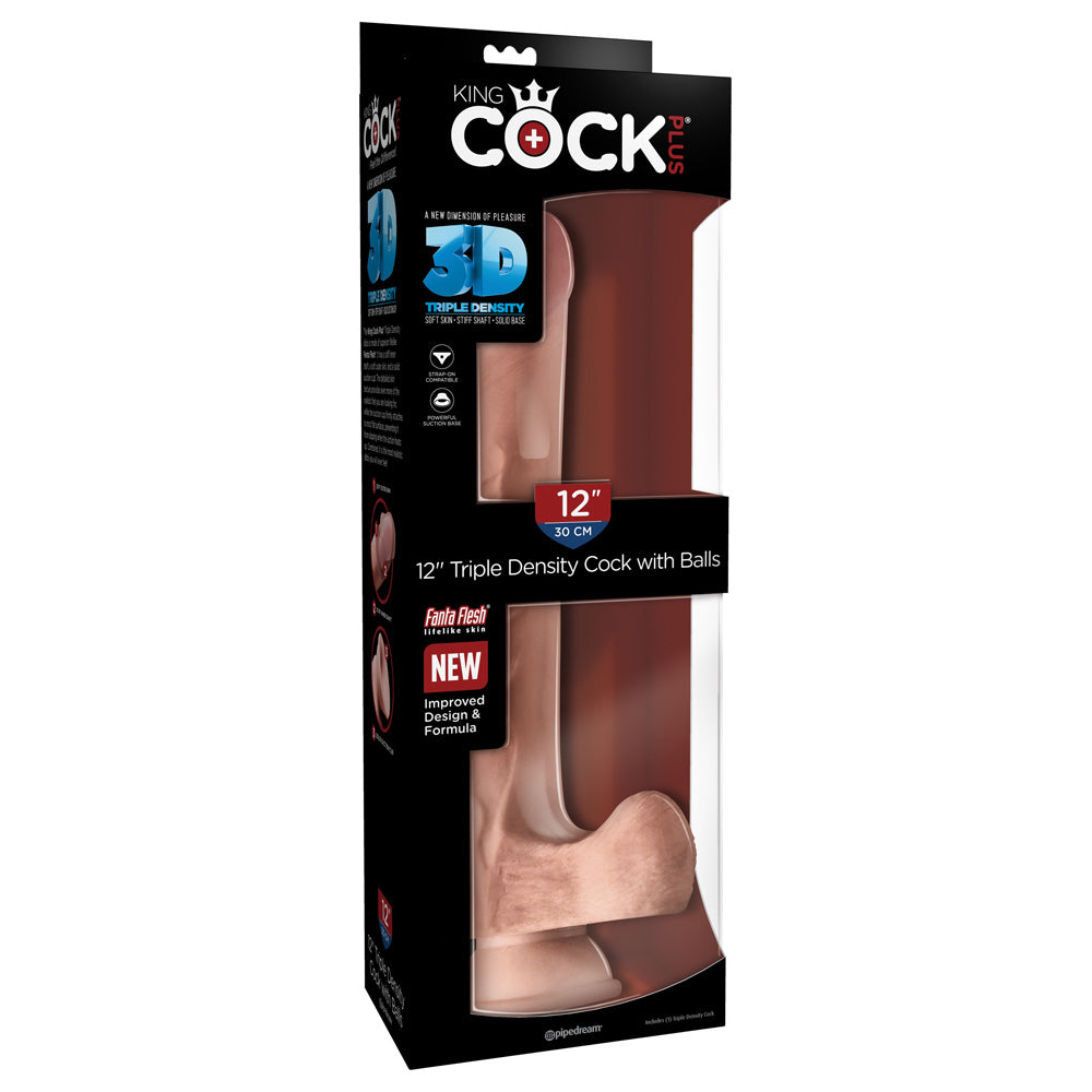 King Penis Plus 12" Triple Density Penis With Balls | 603912762563 | Discreet Personal Wellness