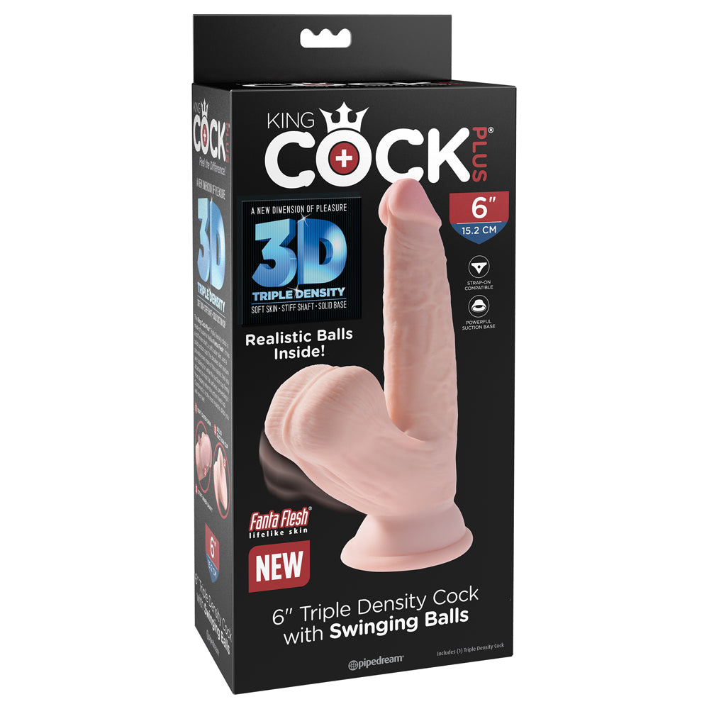 King Penis Plus 6" Triple Density Penis With Swinging Balls | 603912766288 | Discreet Personal Wellness