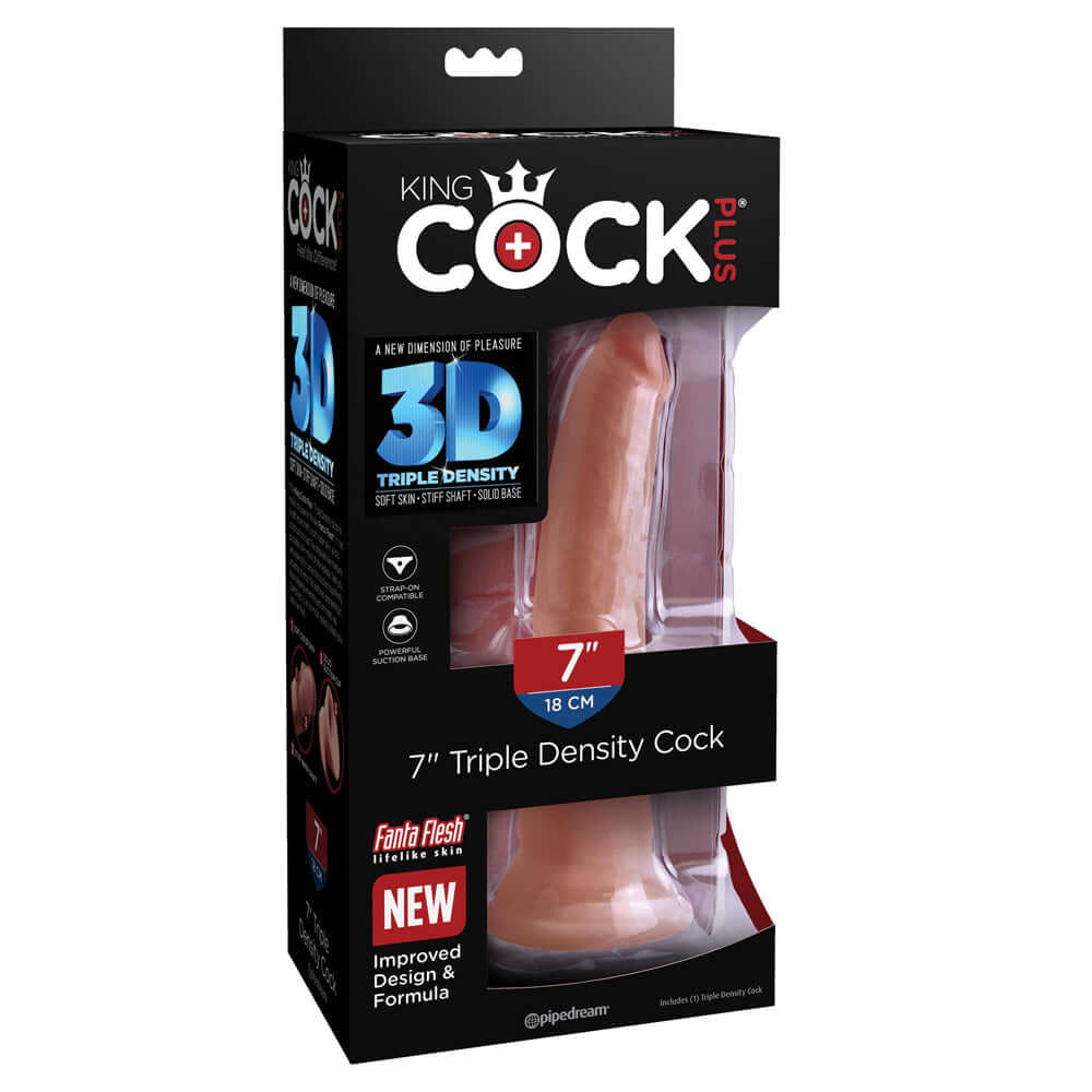 King Penis Plus 7" Triple Density Penis Tan | 603912770445 | Discreet Personal Wellness