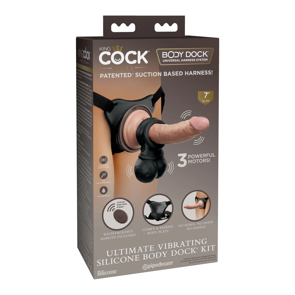 King Penis Elite Ultimate Vibrating Silicone Body Dock Kit | 603912771275 | Discreet Personal Wellness