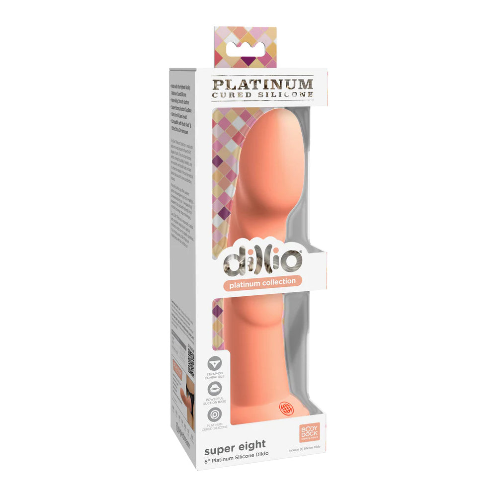 Dillio Platinum Super Eight 8'' Peach | 603912772838 | Discreet Personal Wellness