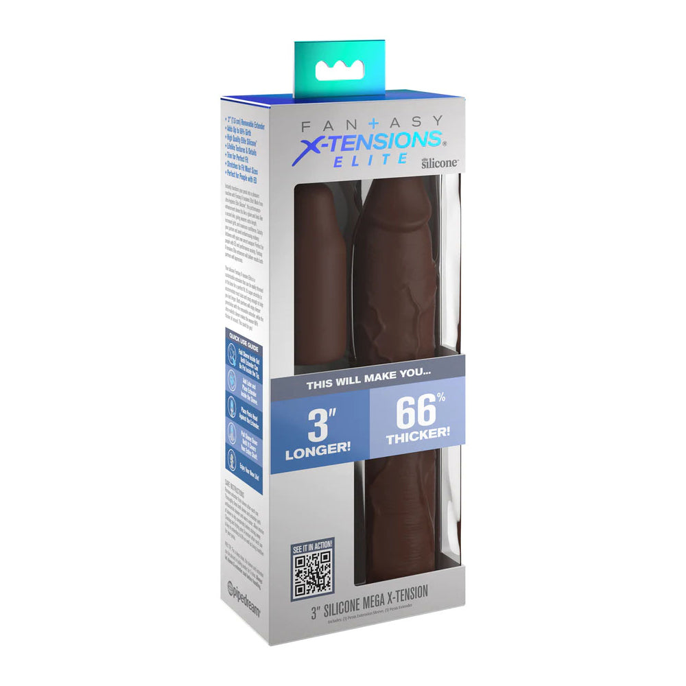 Fantasy X-Tensions Elite 9'' Sleeve With 3'' Plug Brown | 603912772869 | Discreet Personal Wellness