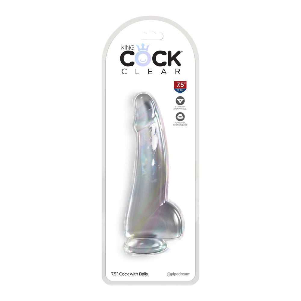 King Penis Clear 7.5" With Balls Clear | 603912774672 | Discreet Personal Wellness