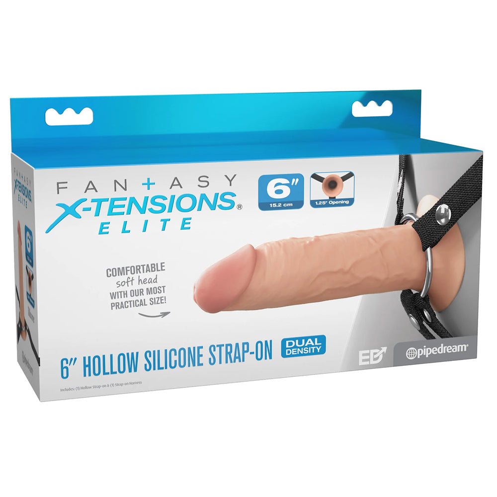 Fantasy X-Tensions Elite 6" Silicone Hollow Strap-On Dual Density Light | 603912775709 | Discreet Personal Wellness