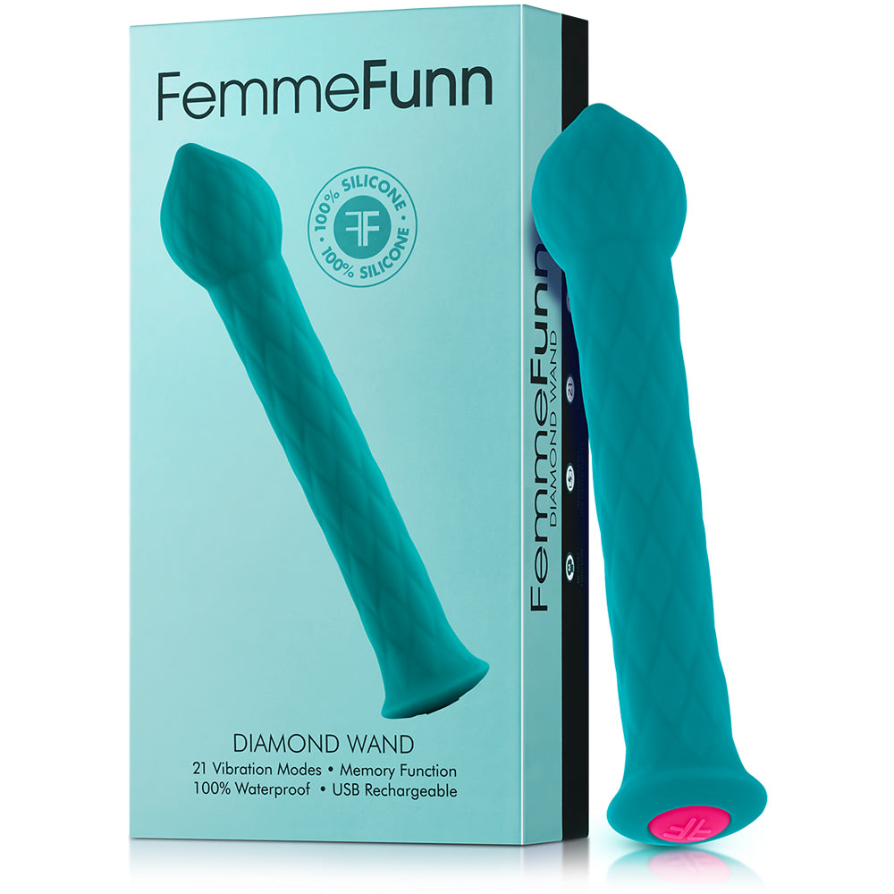Femmefunn Diamond Wand Turquoise | 617353154856 | Discreet Personal Wellness
