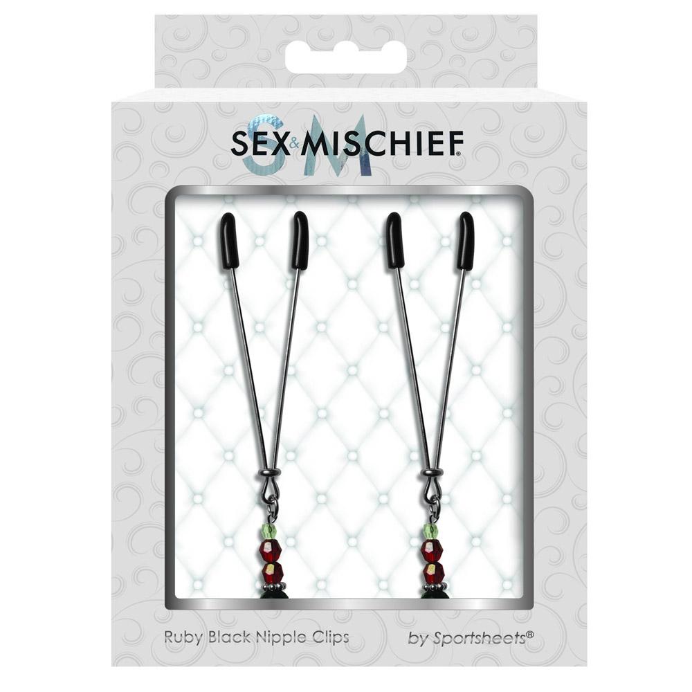 S&M Ruby Black Nipple Clips | 646709510824 | Discreet Personal Wellness