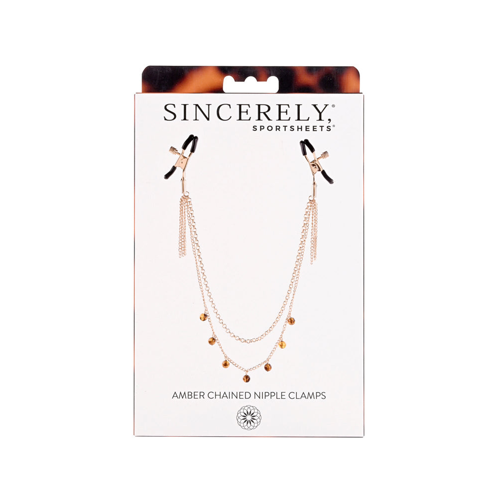 Amber Chained Nipple Clamps | 646709521066 | Discreet Personal Wellness