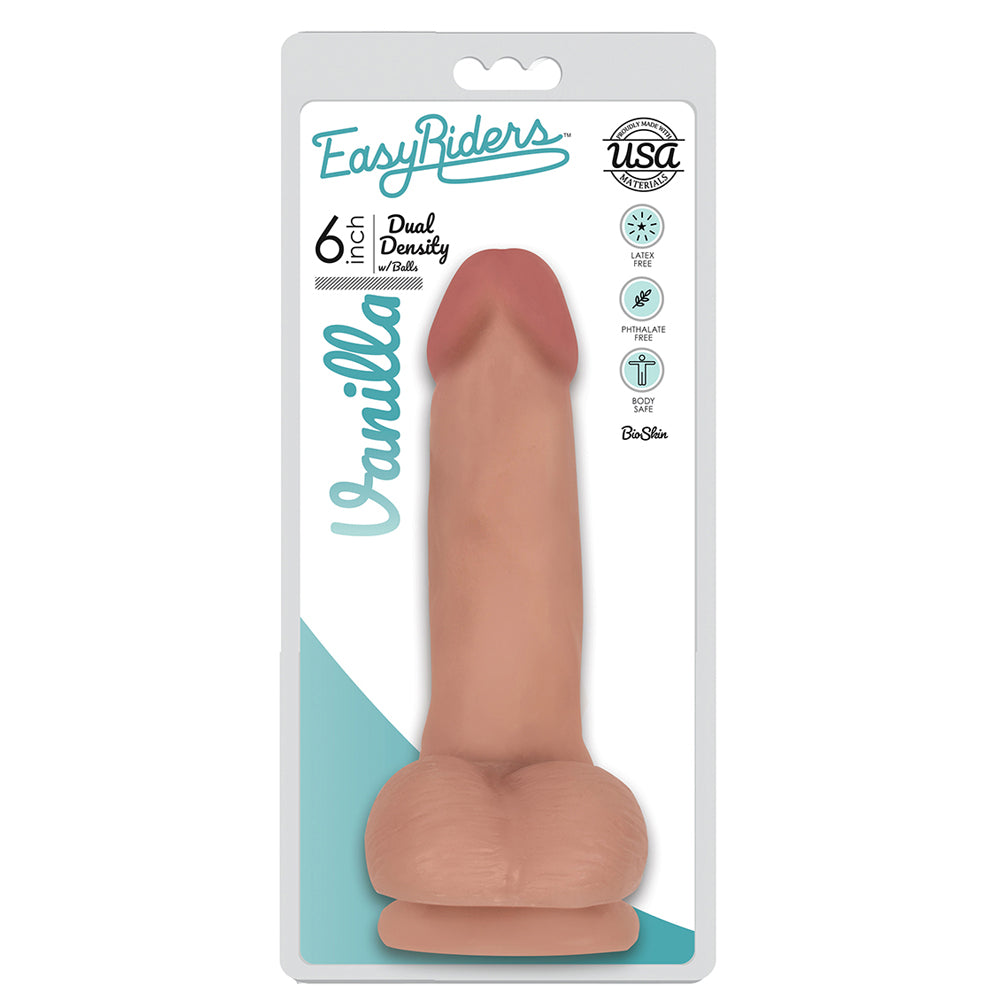 Easy Riders 6" Slim Bioskin Penis With Balls Vanilla | 653078939699 | Discreet Personal Wellness