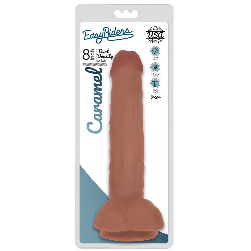 Easy Riders 8" Slim Bioskin Penis With Balls Carmel | 653078939774 | Discreet Personal Wellness