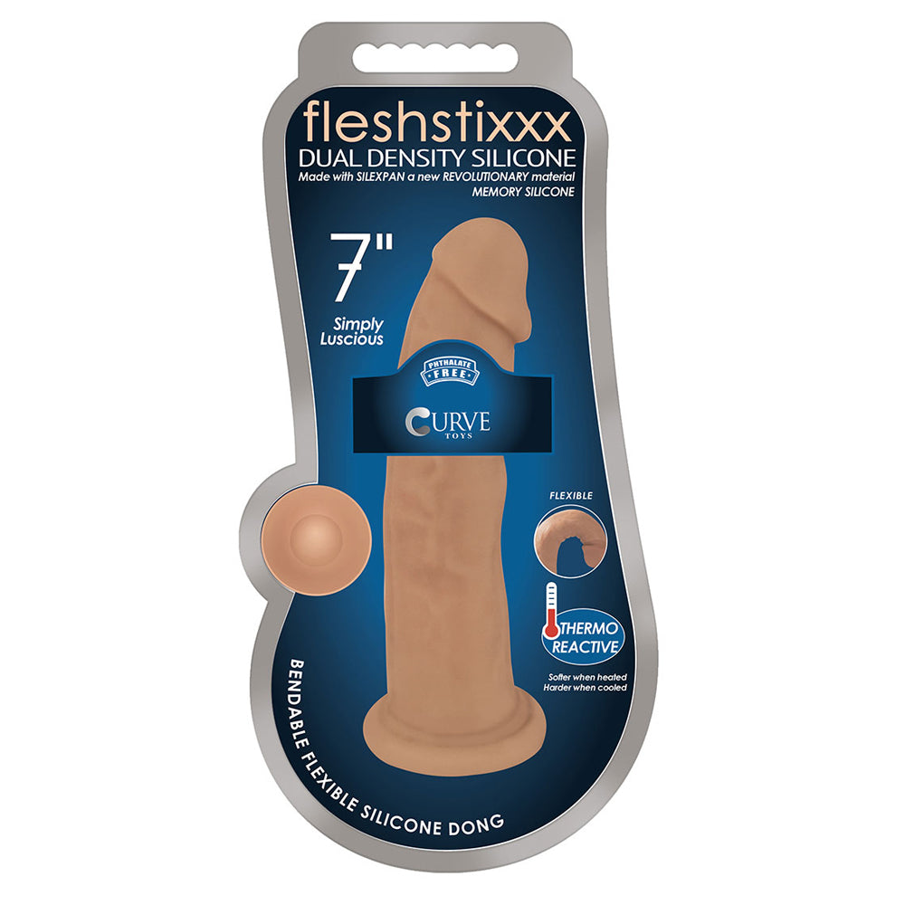 Fleshstixxx 7" Silicone Dildo No Balls Latte | 653078940633 | Discreet Personal Wellness