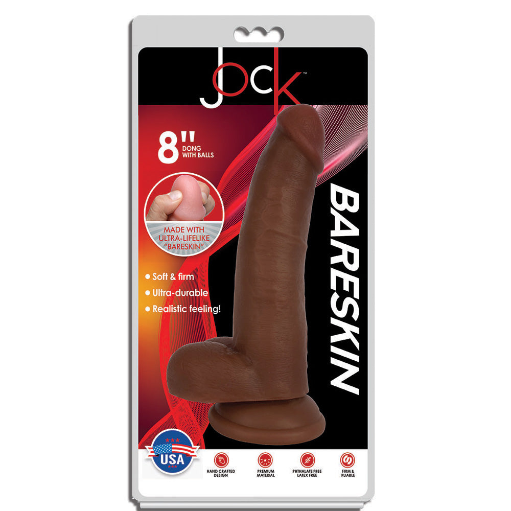 Jock 8" Bareskin Penis With Balls Latte | 653078941241 | Discreet Personal Wellness