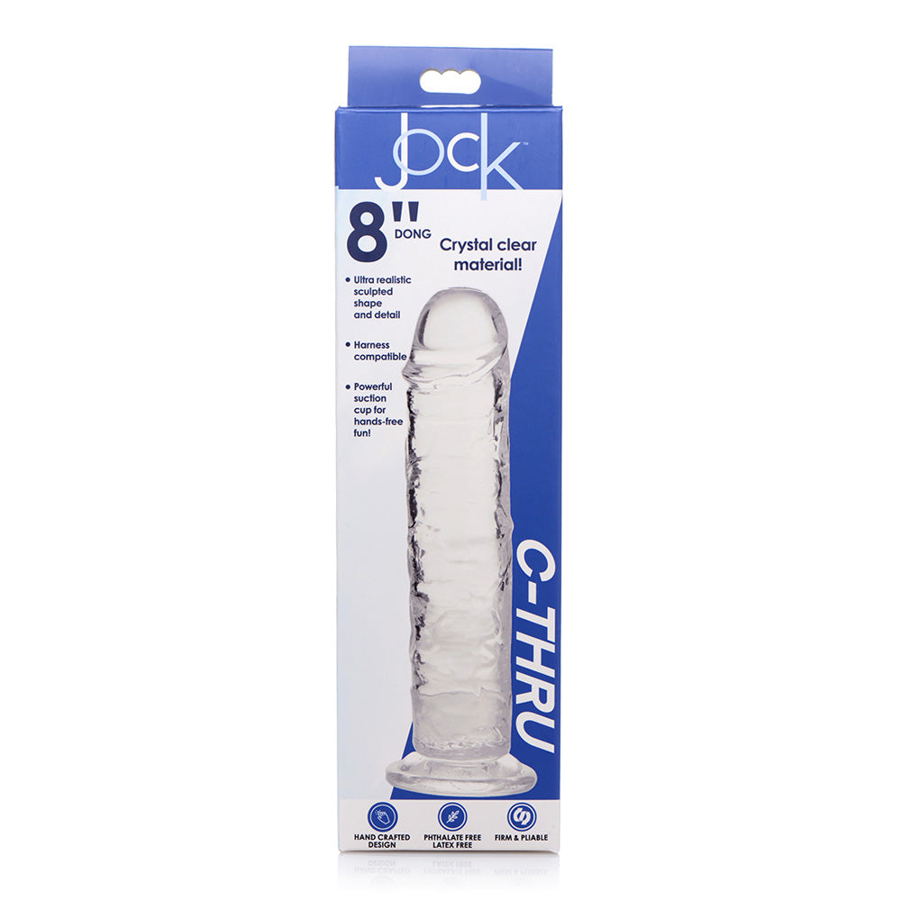 Jock C-Thru Slim 8" Clear Tpe Dildo | 653078941876 | Discreet Personal Wellness