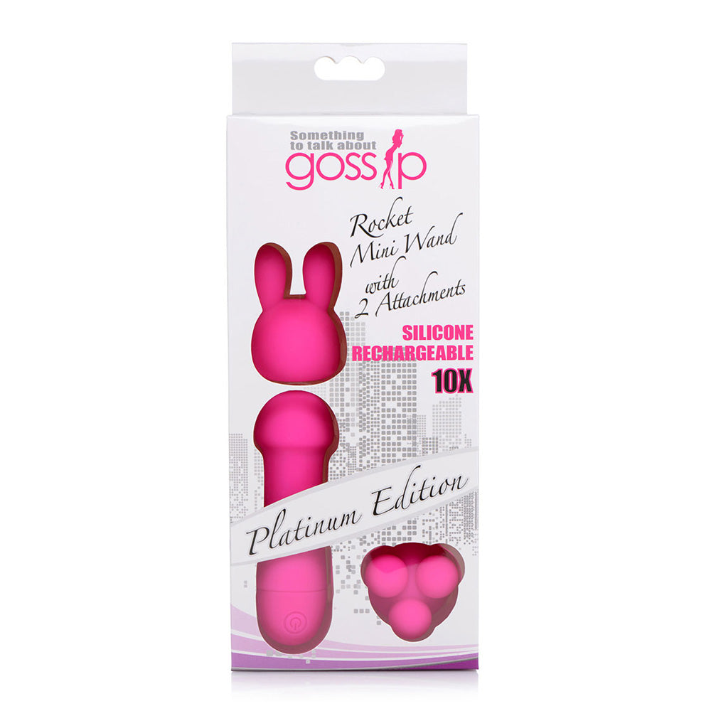 Gossip Mini Wand W/Two Attachments Magenta | 653078941975 | Discreet Personal Wellness