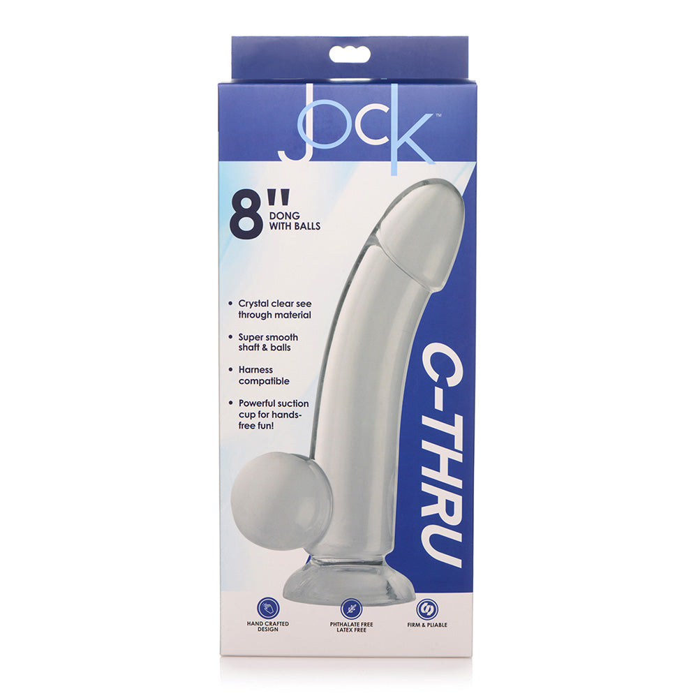 Jock C -Thru 8" Clear Tpe Dildo With Balls Clear | 653078941999 | Discreet Personal Wellness