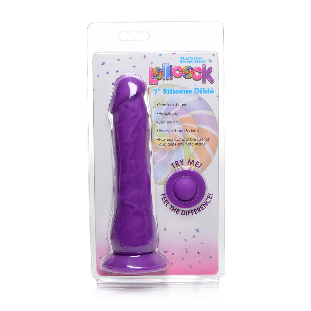 LolliPenis 7" Silicone Dildo Without Balls Grape | 653078942248 | Discreet Personal Wellness