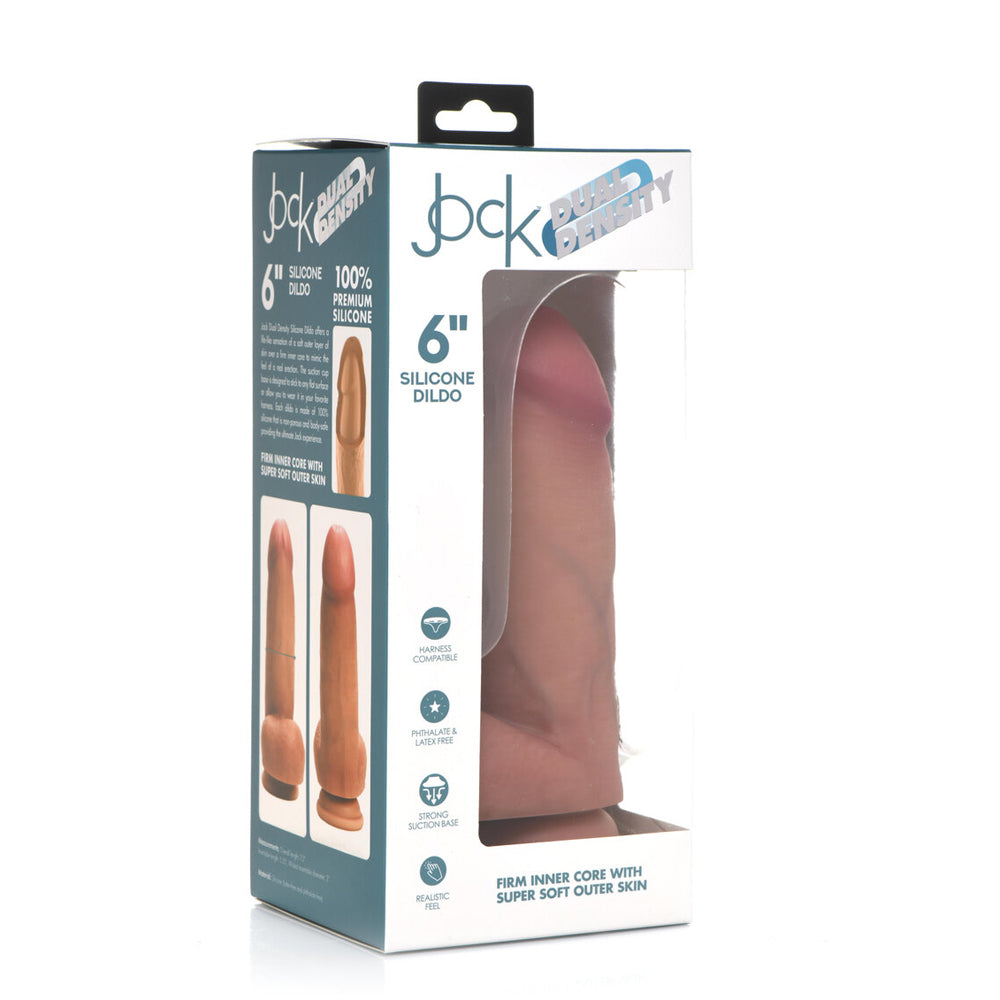 Jock 6" Dual Density Silicone Dildo With Balls Light | 653078943252 | Discreet Personal Wellness