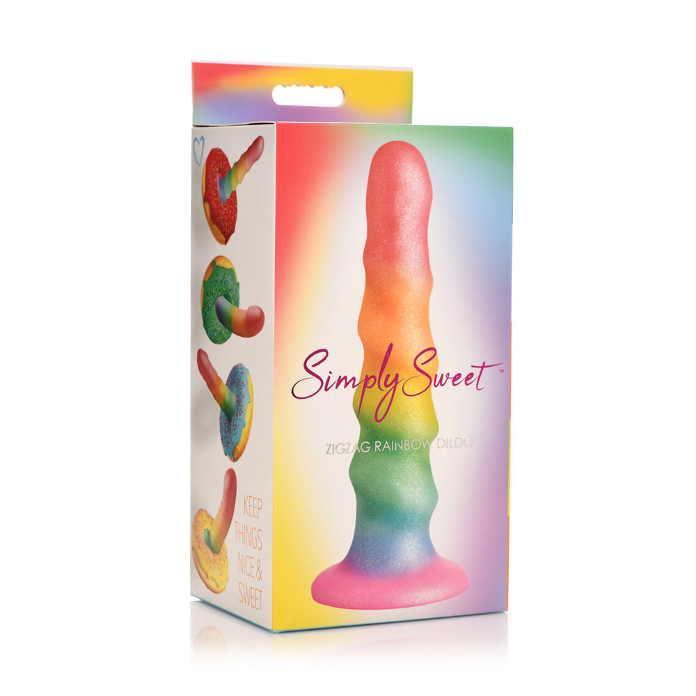Simply Sweet 6.5" Zigzag Rainbow Dildo | 653078943672 | Discreet Personal Wellness