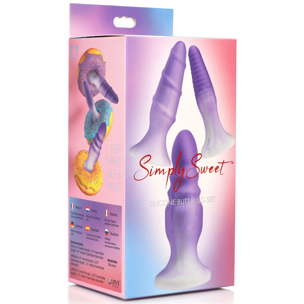 Simply Sweet Silicone Butt Plug Set Purple | 653078943764 | Discreet Personal Wellness