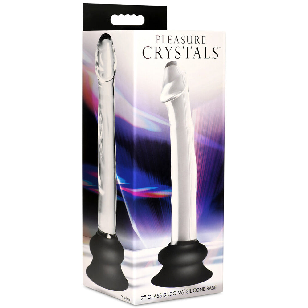 Pleasure Crystals 7" Glass Dildo With Silicone Base | 653078943931 | Discreet Personal Wellness