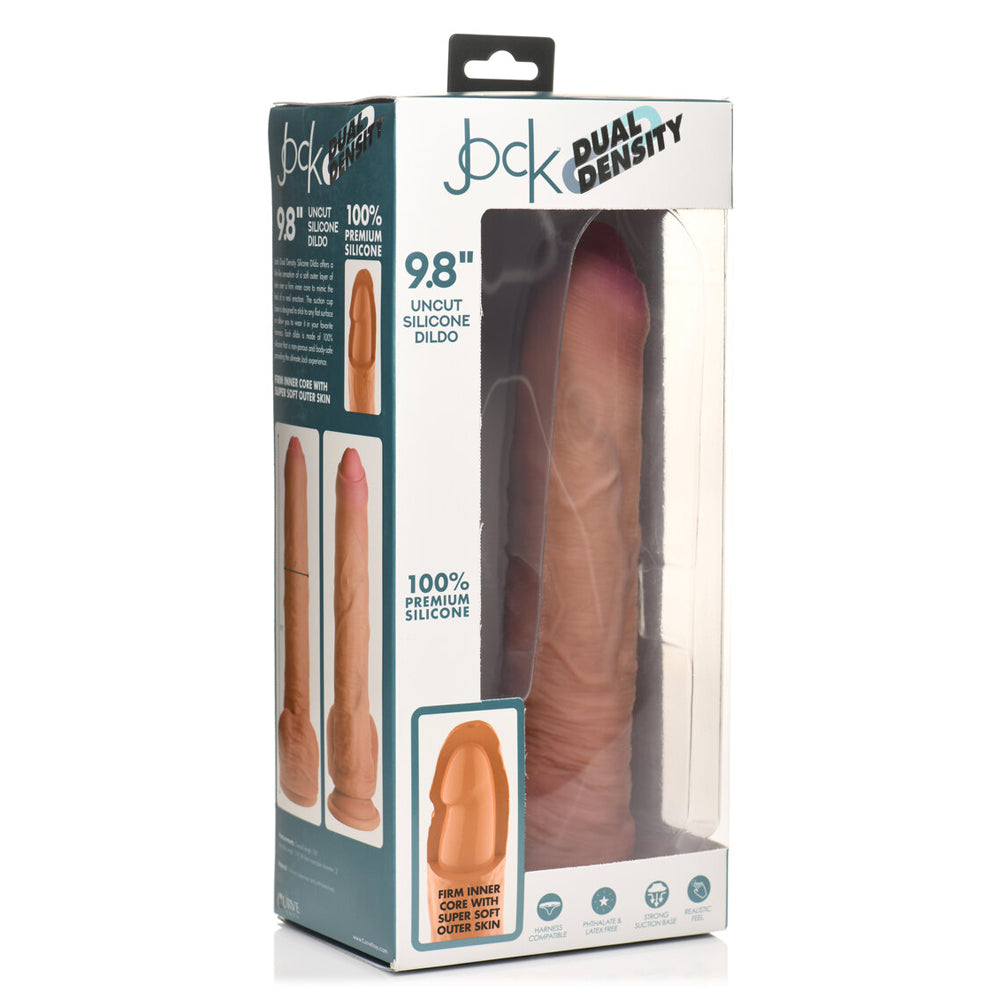 Jock 9.8" Uncut Dual Density Silicone Dildo With Balls Light | 653078943993 | Discreet Personal Wellness