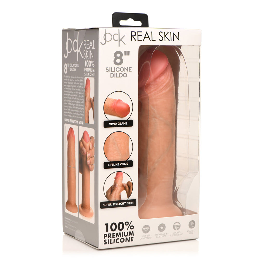 Jock 8" Realistic Skin Silicone Dildo Light | 653078944136 | Discreet Personal Wellness